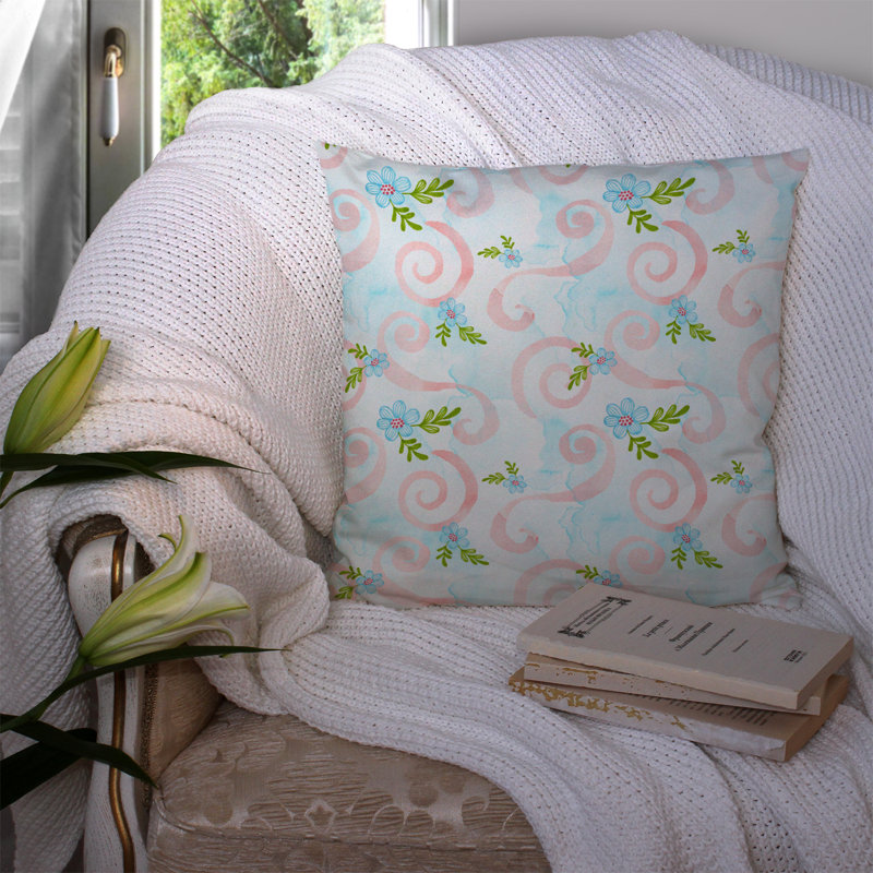  Coussin extérieur Flowers and Swirls, 14 po x 14 po