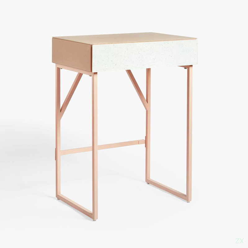 Petite table de maquillage en verre trempé à motif de marbre Tables de chevet Mobilier de chambre à coucher