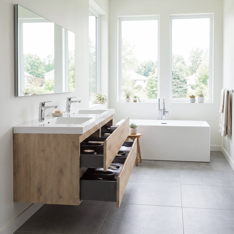 Meuble-lavabo flottant avec lavabo
