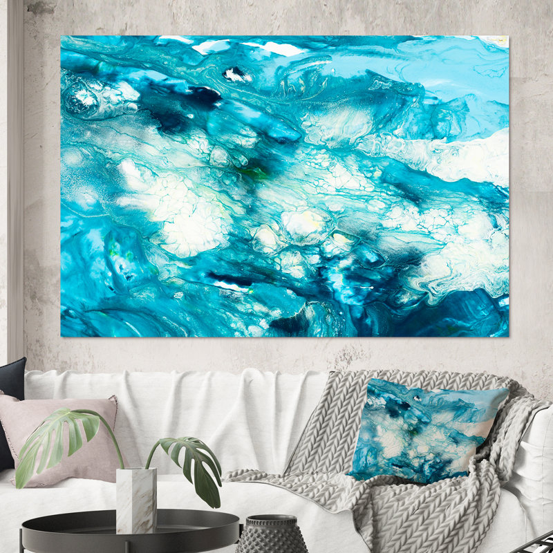 Liquide bleu univers - peinture sur toile, Toile tendue, H 24 po x l 32 po