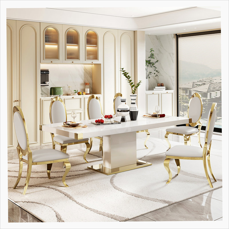 1 Piece Rectangular Dining Table without Chair, White