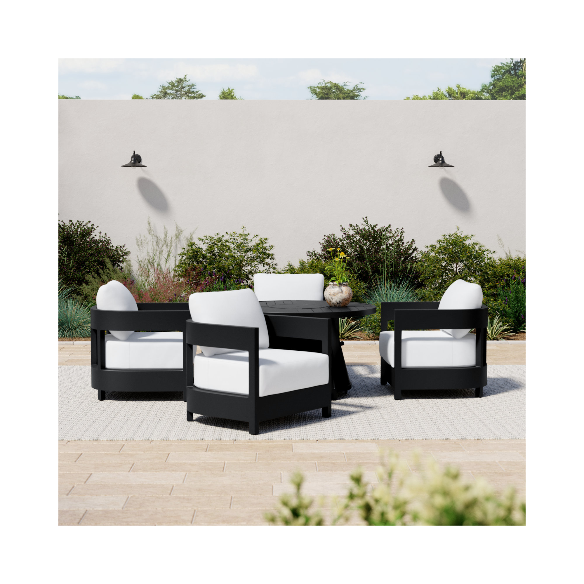 Everlee 5 Piece Outdoor Aluminum Fire Chat Set