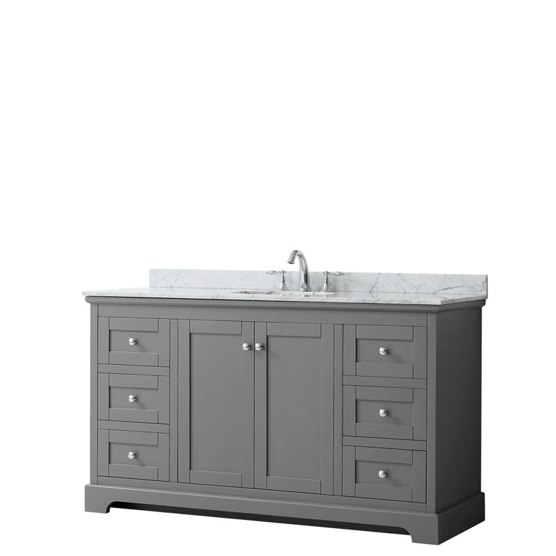 Ensemble de meuble-lavabo simple 60 po Avery, Gris foncé, Chrome poli