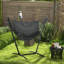 Fauteuil suspendu avec support, hamac-balancelle bohème avec coussin et poche de rangement pour terrasse extérieure