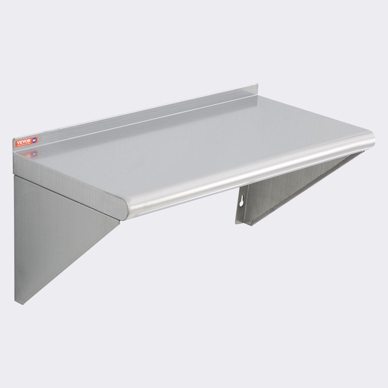 Stainless Steel Wall-Mounted Kitchen Shelf with Brackets