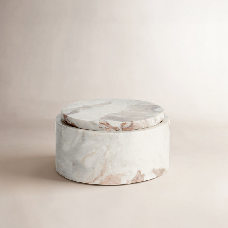 JAQUELINE ROUND LIDDED BOX SHORT, 3.5" H x 7" W x 7" D