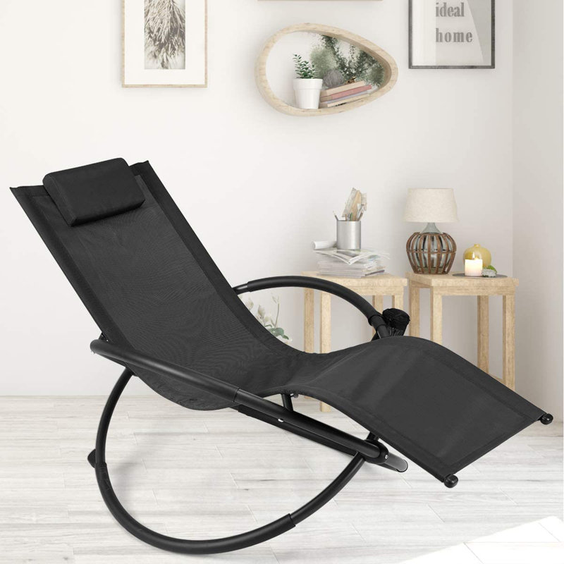 Godmond 74cm Long Single Chaise with Cushions, Black