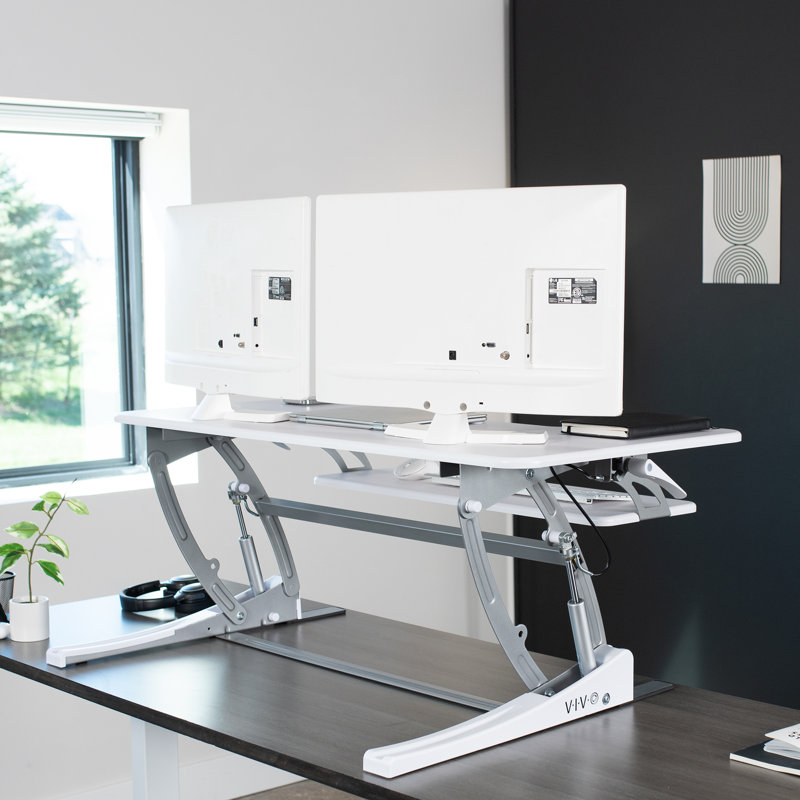 Adjustable Height Steel Standing Desk Converter, White