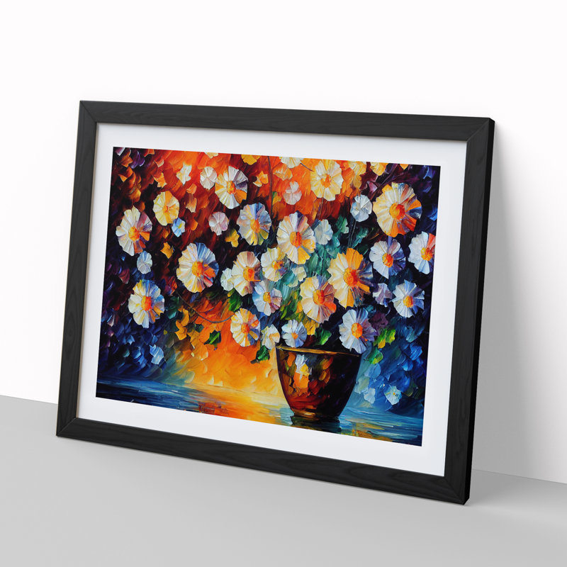Assorted Flowers Painting Vol.5 Abstract - Single Picture Frame Print, Black Framed, 46cm H x 64cm W x 2cm D