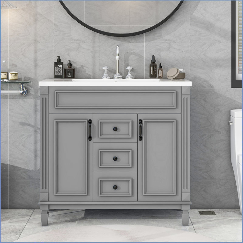 91.2mm Bathroom Vanity with Basin, Grey