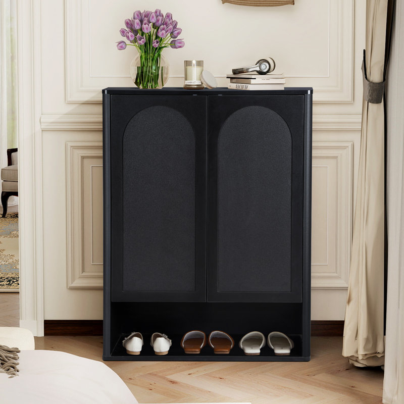 15 Pair Shoe Storage Cabinet, Black