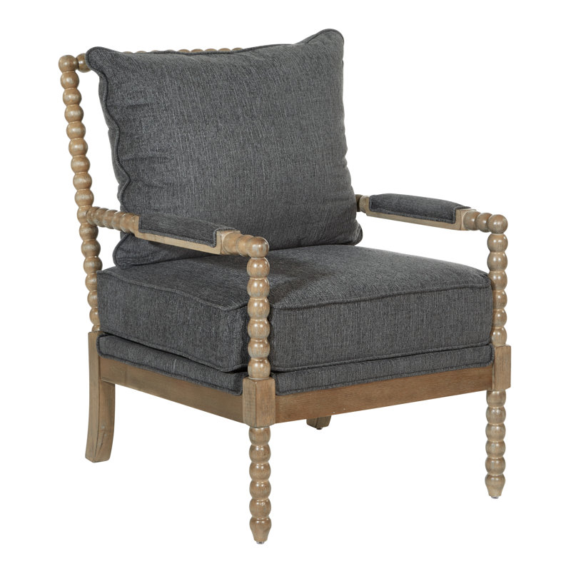 Fletcher 26.75" Wide Armchair, Charcoal 100% Polyester, Brushed Brown