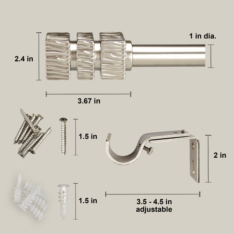 Ensemble de tringle à rideaux simple réglable, 36" - 72"