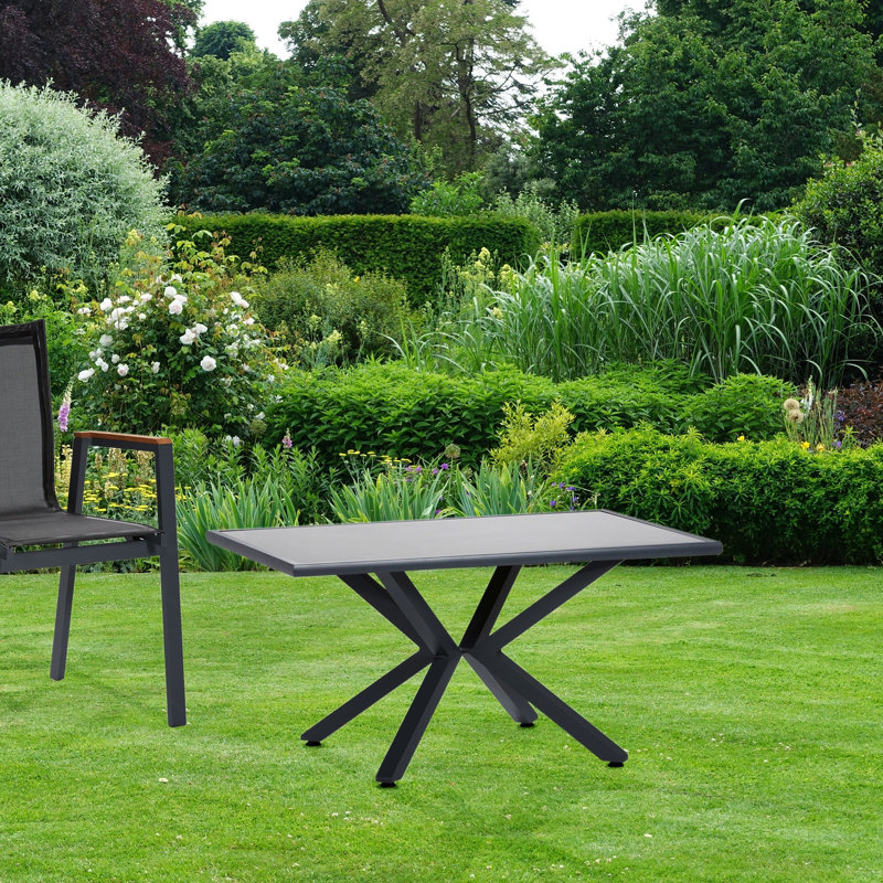 Modern Industrial Garden Table, Solid Grey, 61.0 x 30.7 x 31.0 inches | 100% Aluminium Construction for Durability | Sleek Design Perfect for Outdoor Dining & Entertaining, Weather-Resistant & Easy to Clean