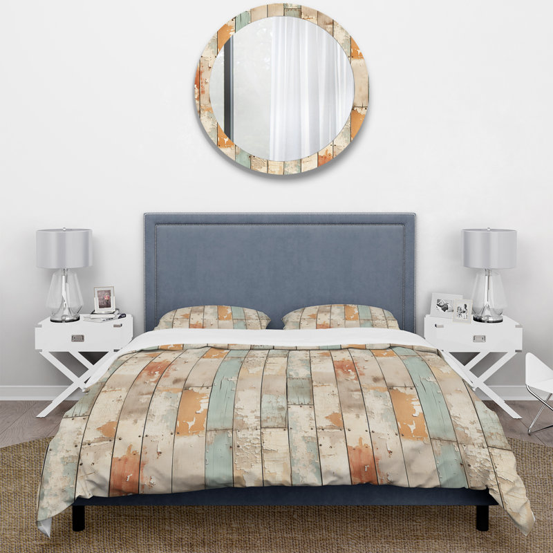 Ensemble de housse de couette vintage Rustic Farmhouse Planks, Housse de couette simple + 1 taie décorative stan