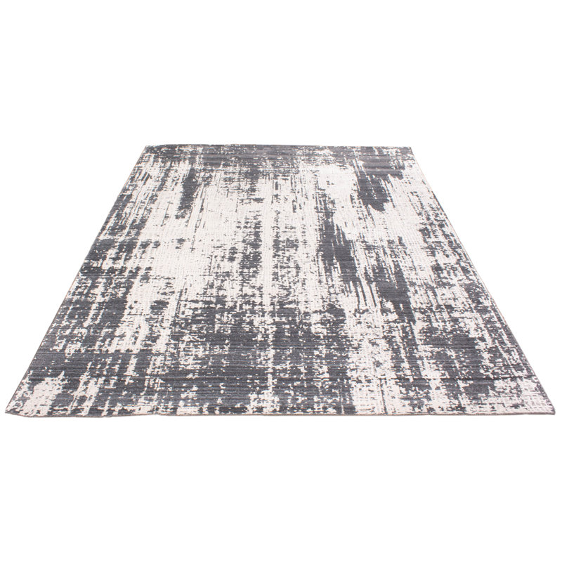 Tapis unique en viscose gris foncé 8 pi x 9 pi 11 po One-of-a-Kind