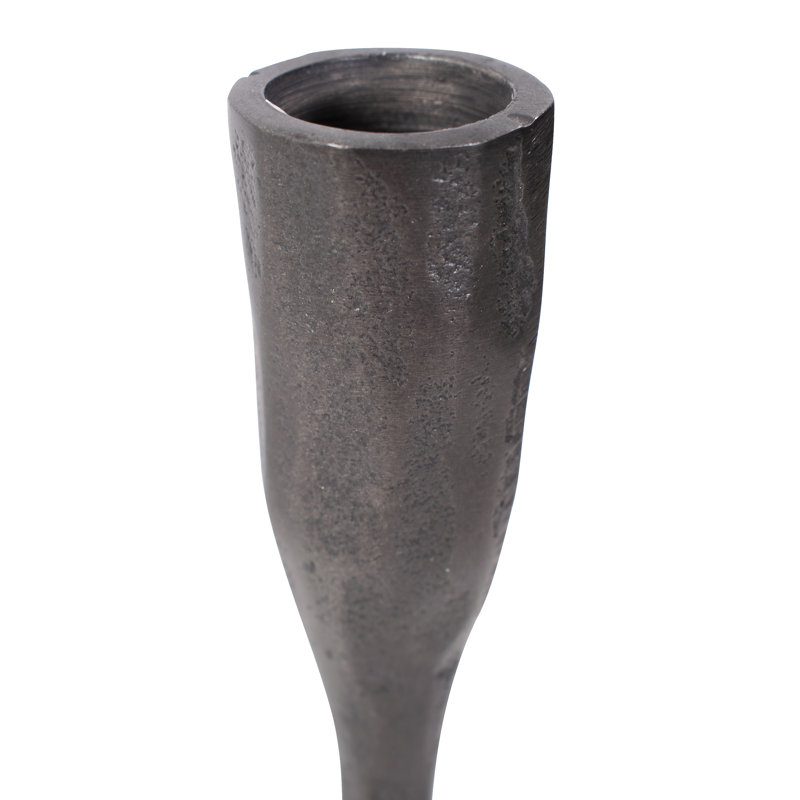 Bougeoir en fonte d'aluminium sculpté Asher, H 12,75 po x l 3,25 po x P 3,25 po