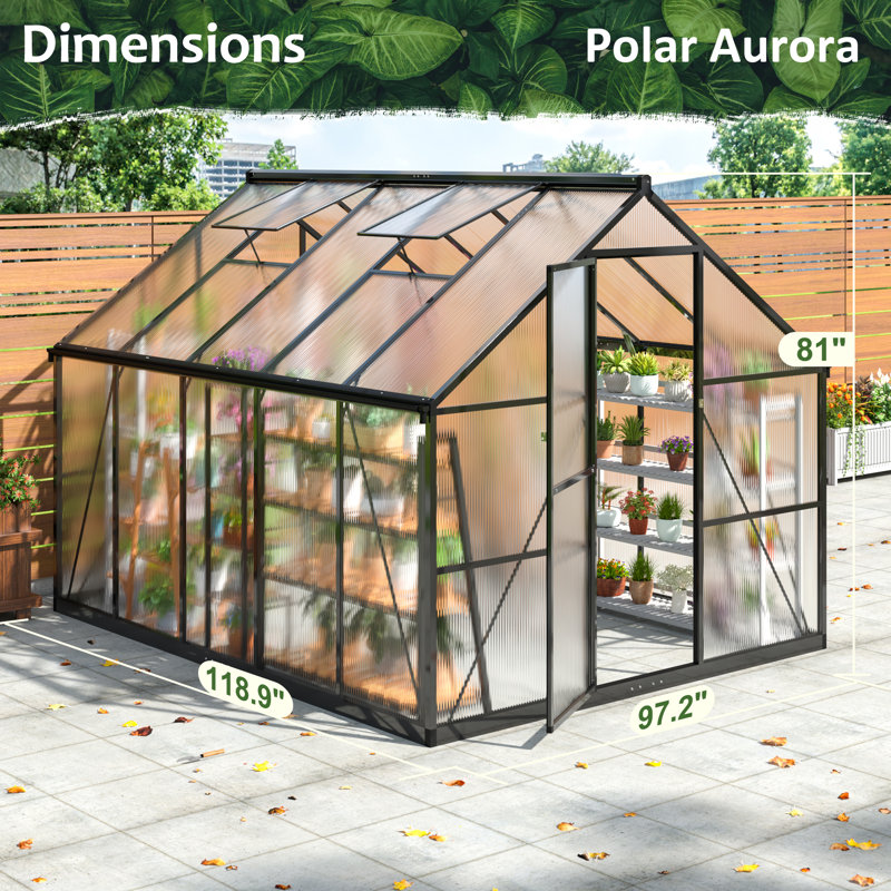 Greenhouse for Outdoors, Polycarbonate Greenhouse, 8x10 FT