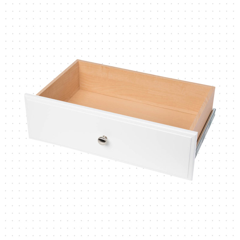 Tiroir à quadrillage en bois manufacturé, Blanc, H 8 po x l 24 po x P 14 po