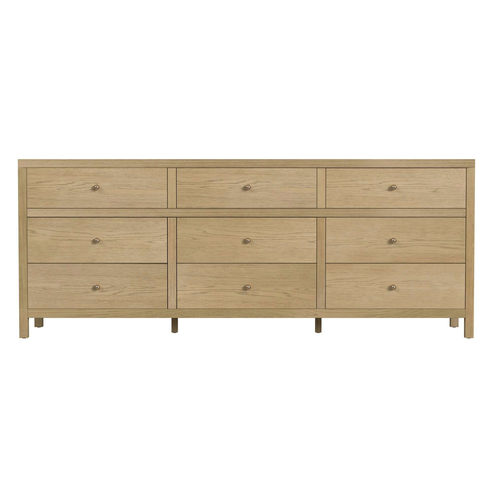 Celine 84" 9-Drawer Dresser, Light Oak Brown