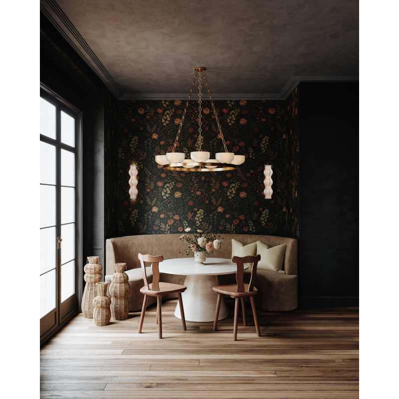 Troy Lighting Caelum Chandelier in Patina Brass, 6 Lights, 6" H x 32.25" W x 32.25" D