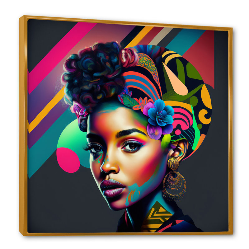 Art coloré sur toile Hip Hop coloré - Street Art, H 24 po x l 24 po x P 1 po, Toile avec cadre flottant or