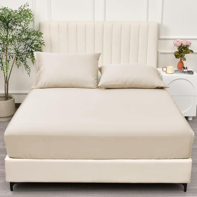 Salissa Microfiber Plain Weave / Muslin Fitted Sheet, Cream, Double (4'6)