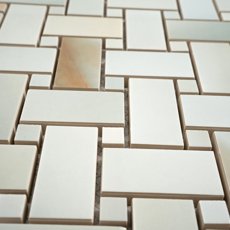 Splendor 12x12 Turchese Porcelain Mosaic Onyx Basketweave Wall and Floor Tile (4.84 sq ft/case) - 5 Pack, Blue/Gray