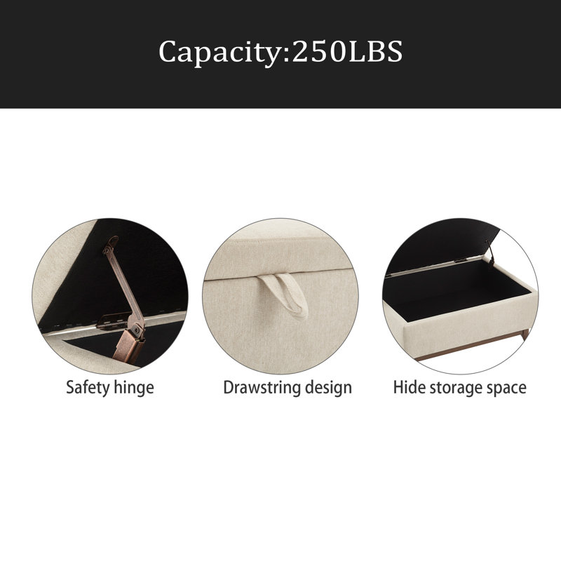 Banc de rangement Mid-Century, Beige