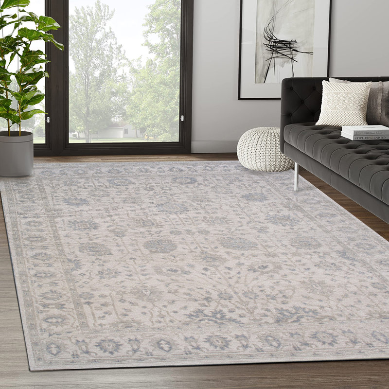 Tapis ivoire en laine Oushak