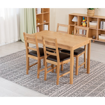Abadou 4 - Person Solid Oak Dining Set