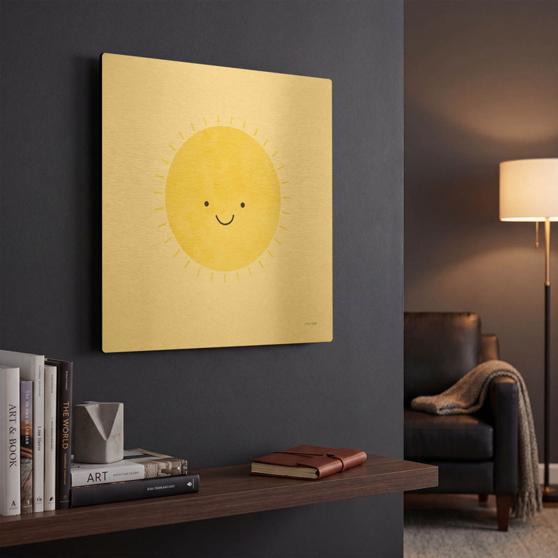 «Sunny Smile Days» par Ann Kelle, art mural en métal doré, 12 po x 12 po, 12 po x 12 po