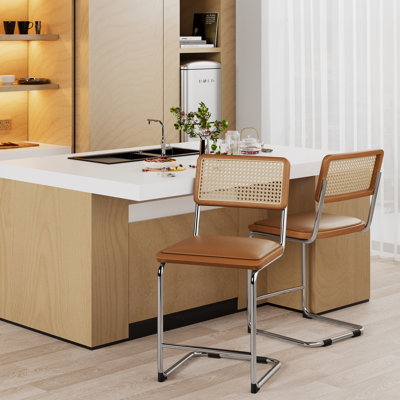 Aislynn Upholstered Faux Leather Counter Stool with Steel Frame