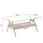 Table basse en verre trempé avec pieds en métal pour un plateau transparent élégant et des pieds solides