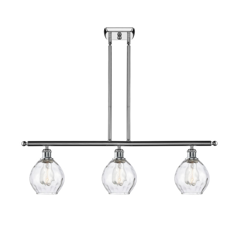 Luminaire suspendu pour îlot de cuisine 3 lumières Jaron, Ampoule DEL rétro de 3,5 watts, Chrome poli