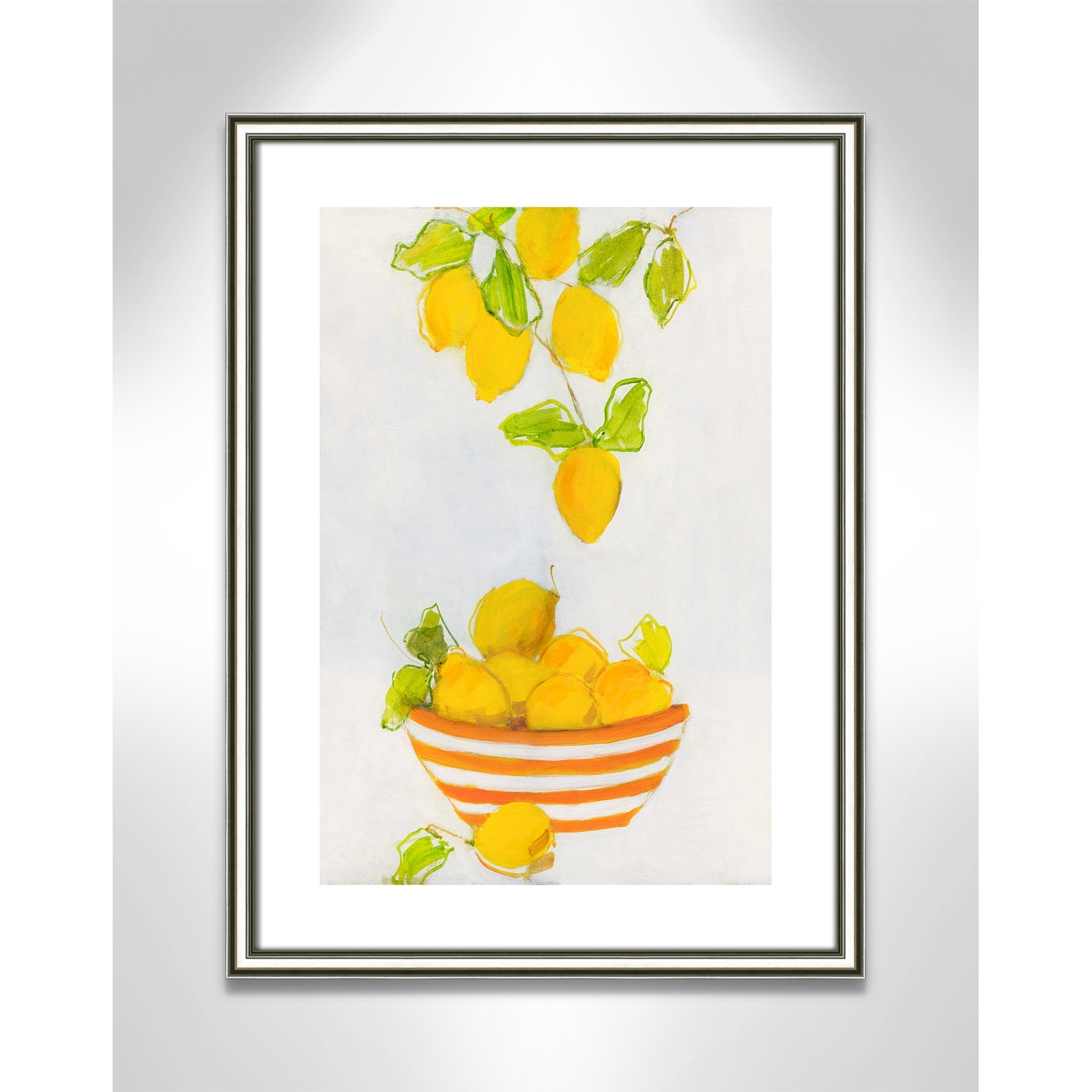 Darcy "Lemonlicious" Painting by Sally Swatland, 23" H x 17" W x 0.88" D, Silver Framed Paper