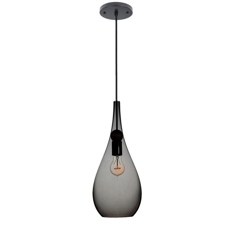 Earth 1 - Light Pendant, Clear Glass, Black, 13" H x 6" W x 6" D