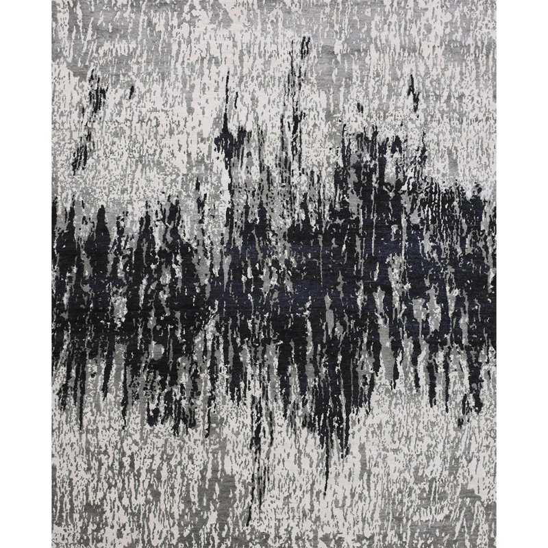 Handmade Silk and Wool Area Rug, Rectangle 8' x 10'
