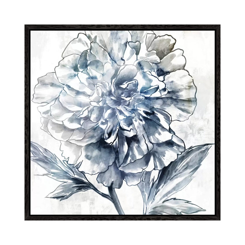 Japanese Peony II by Isabelle Z - Painting on Canvas, Black Framed, 45.72 cm H x 45.72 cm W