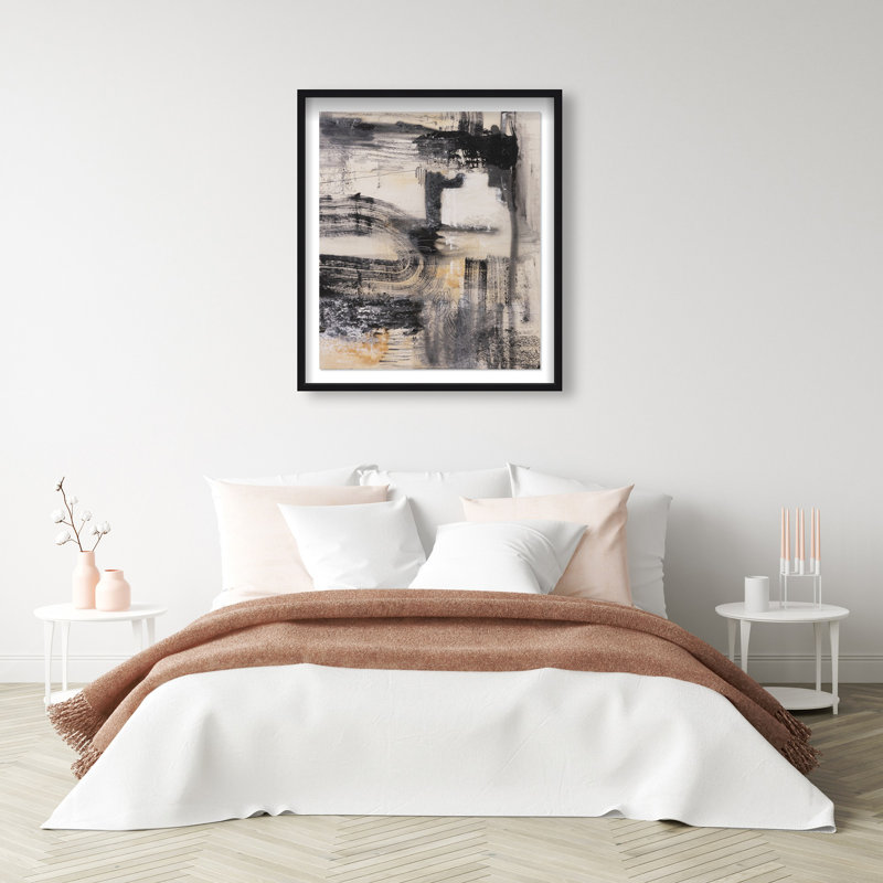 Oliver Gal Golden Ash Abstract - Luxury Shadowbox Framed Wall Art, 37.5" H x 31.5" W, Black
