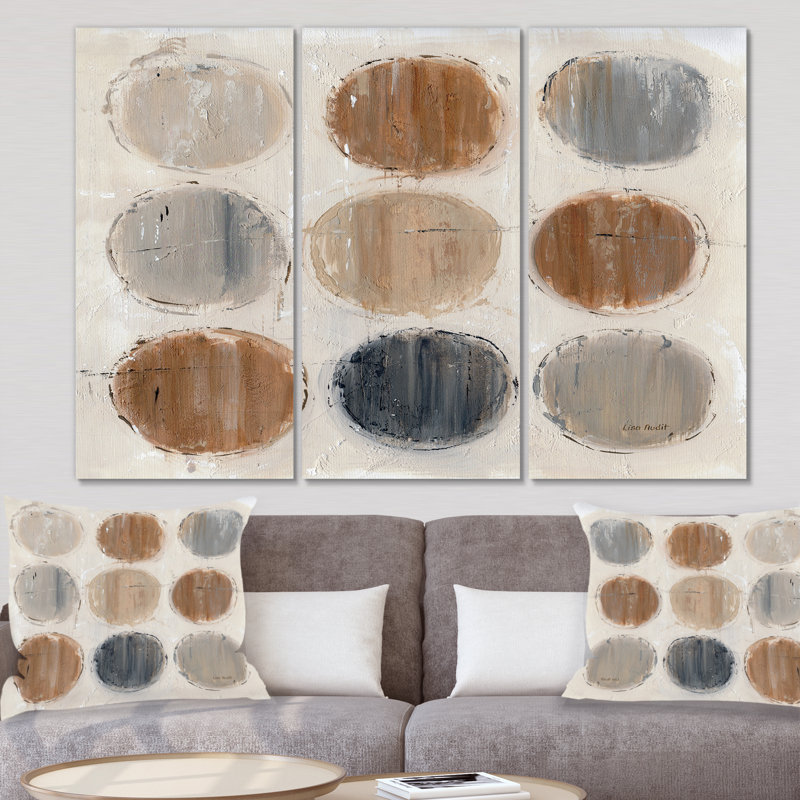 Ensemble de 3 toiles abstraites géométriques à motif géométrique, équilibre naturel, H 28 po x l 36 po x P 1 po