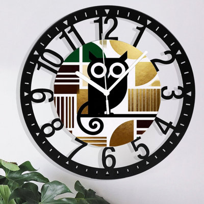 10" Round Iron Wall Clock with Silent Quartz Movement, Arabic Numerals, UV-Printed Design
