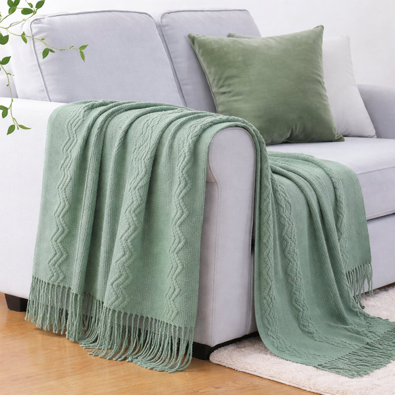 Jeté douillet en laine Sage Green, Sage Green
