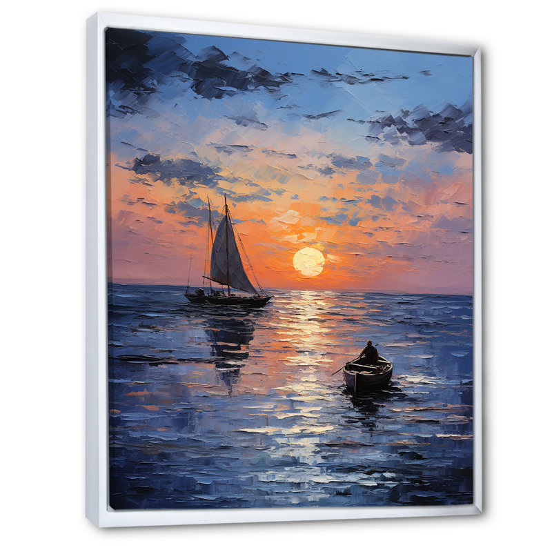 Coucher de soleil bleu sur fond de côte I - art mural coucher de soleil côtier, H 40 po x l 30 po x P 1,5 po