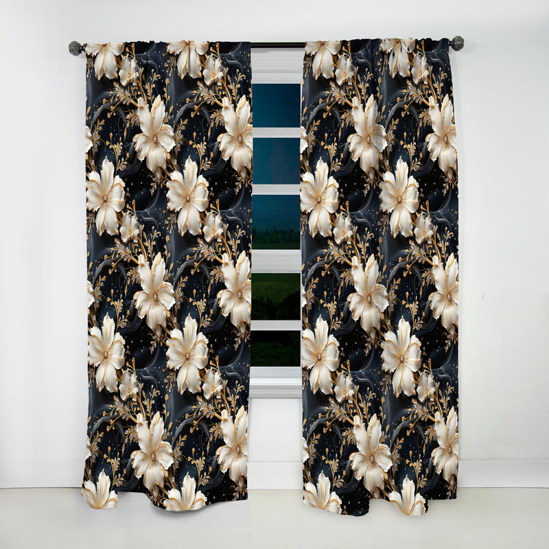 Victorian Opulence Marble Motif - Rideau obscurcissant Marble Abstract, L 52 po x L 120 po