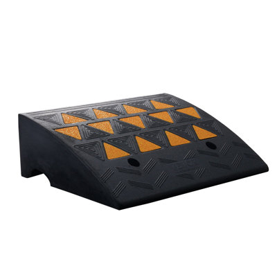 Rubber Curb Ramp 6" Rise Height Sidewalk Curb Ramp, 14.6" Width 19.3" Length Driveway Ramp For Curb, 15T Heavy Duty Rubber Ramp For Forklifts, Trucks, Buses, Cars, Wheelchairs, Bikes