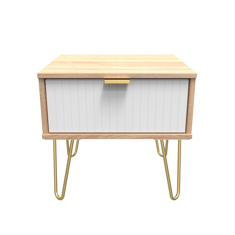 Beranda 45 cm W Bedside Table, White Matt/Bardolino Oak