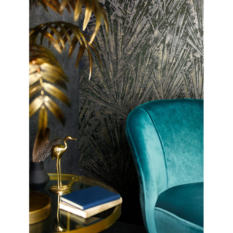 Rouleau de papier peint texturé Air Collection Fan Palm, Doré