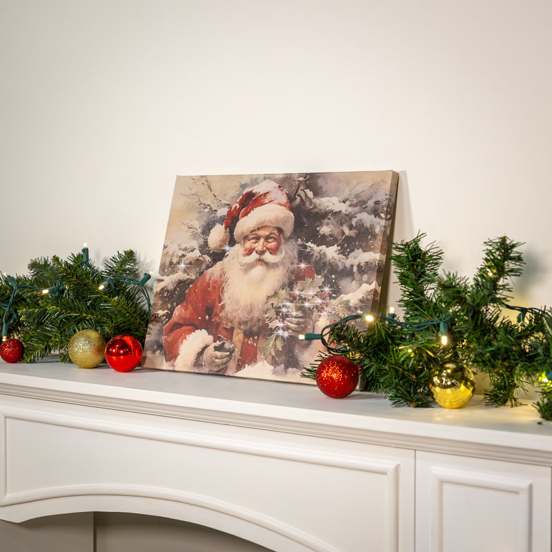 Art mural à piles avec éclairage - Jolly St. Nick
