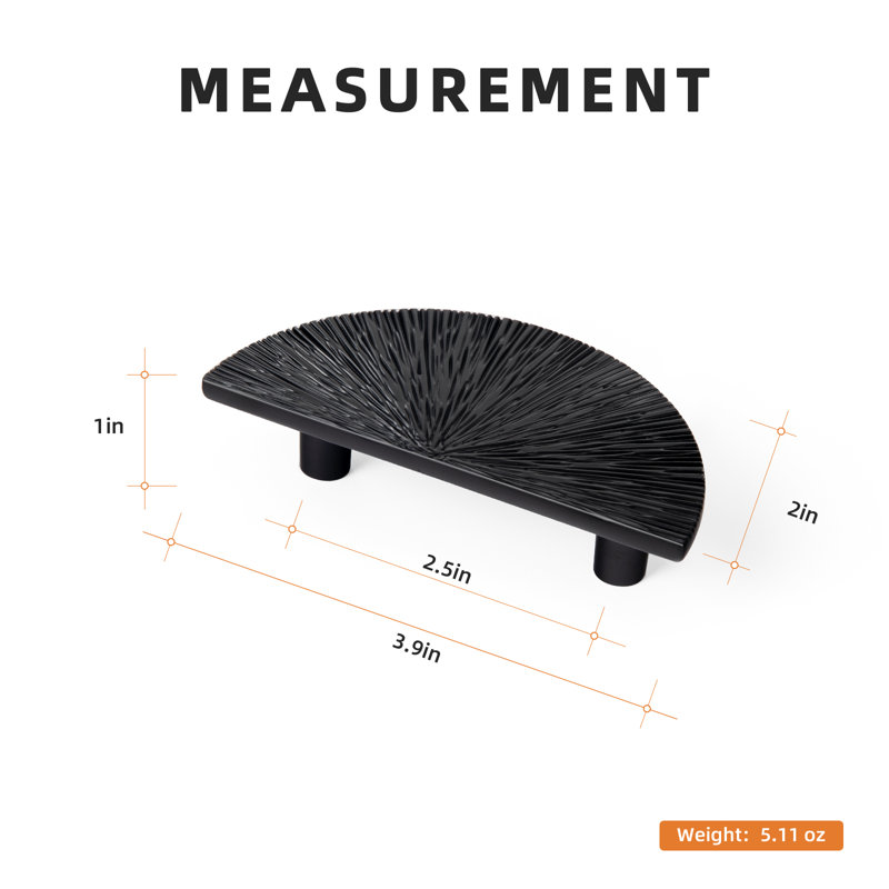 Novelty Irregular Cemicircle Handle Multipack, Matte Black